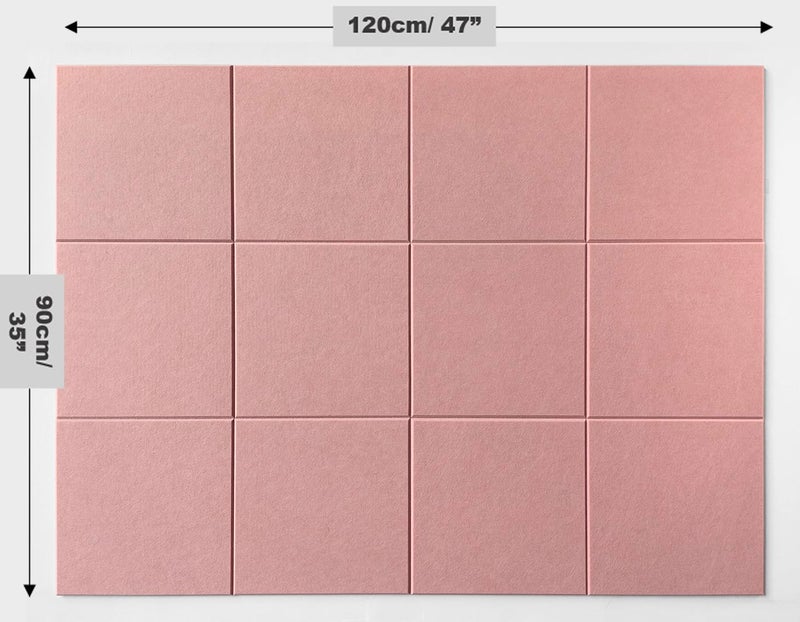 DECORITA Large Cork Board Alternative - 47"x35" 12 Pack Felt Wall Tiles with Safe Removable Adhesive Tabs, Cork Wall Tiles Cork Board for Home Office Pin Board Tack Board 48 x 36 - Pink - Image 3