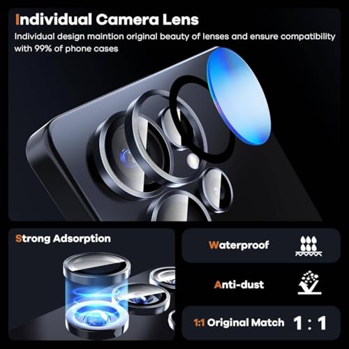 CASENED Compatible with vivo V50 5G / v50e / T4R / iQOO Z10r Ring Camera Lens Protector (1-Pack)-9H Tempered Glass, Anti-Scratch - Image 3