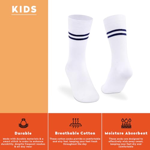 Supersox Regular School Uniform White Socks With Navy Stripe for Kids, Made with Breathable, Anti Odour & Moisture Absorbent Combed Cotton with a Extra Durable Welt, Ideal For All Day Wear (Pack Of 5) - Image 5