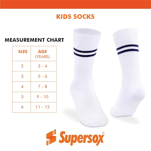 Supersox Regular School Uniform White Socks With Navy Stripe for Kids, Made with Breathable, Anti Odour & Moisture Absorbent Combed Cotton with a Extra Durable Welt, Ideal For All Day Wear (Pack Of 5) - Image 3