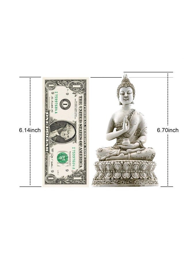 ornerx (White) - Thai Sitting Buddha Statue for Home Decor Ivory 17cm - Image 4