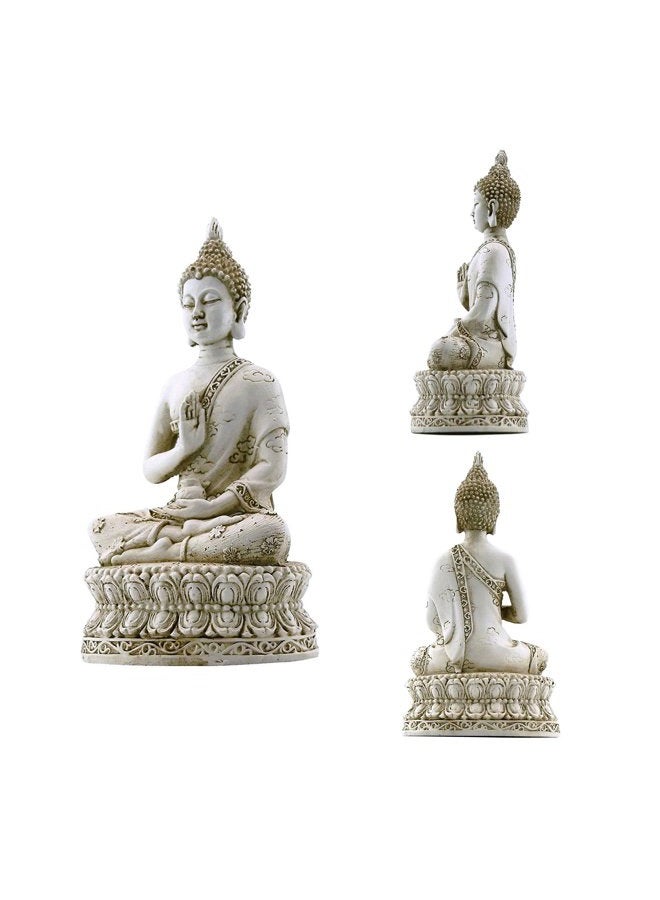 ornerx (White) - Thai Sitting Buddha Statue for Home Decor Ivory 17cm - Image 2