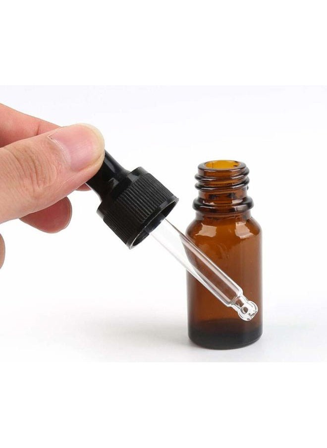 ericotry 12 PCS Refillable 10ML Amber Glass Droppers Essential Oil Bottles Aromatherapy Cosmetics Elite Fluid Container Jar Pot Holder with Glass Eye Dropper and Black Caps  - Image 3
