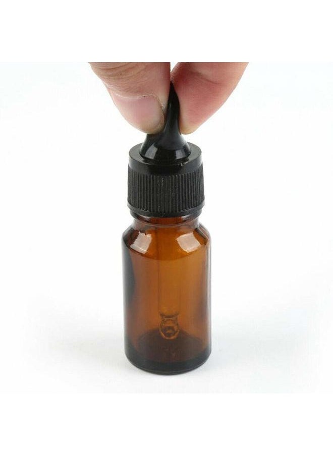 ericotry 12 PCS Refillable 10ML Amber Glass Droppers Essential Oil Bottles Aromatherapy Cosmetics Elite Fluid Container Jar Pot Holder with Glass Eye Dropper and Black Caps  - Image 5