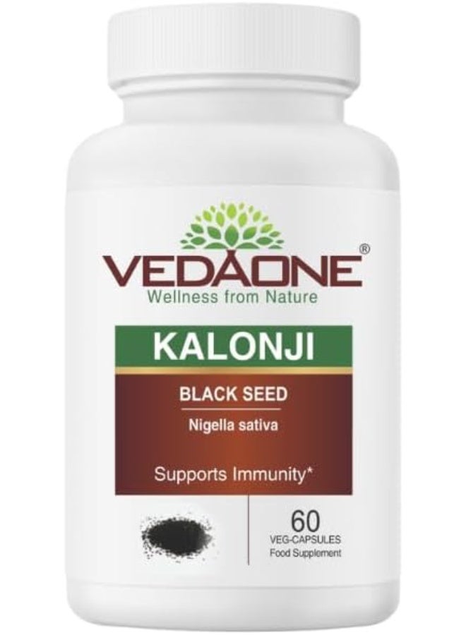 VEDAONE Kalonji Black Seed Supplement, 60 Veg Capsules, Nigella Sativa, Immunity Support - Image 1
