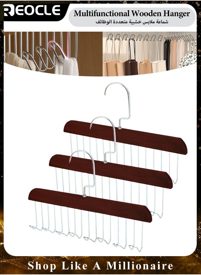 REOCLE - 3pcs Multi Hook Coat Racks 360 Degree Space Saving Hangers with 8 Hooks Multifunctional Non-Slip Storage Hangers for Ties, Scarves, Socks - Image 1