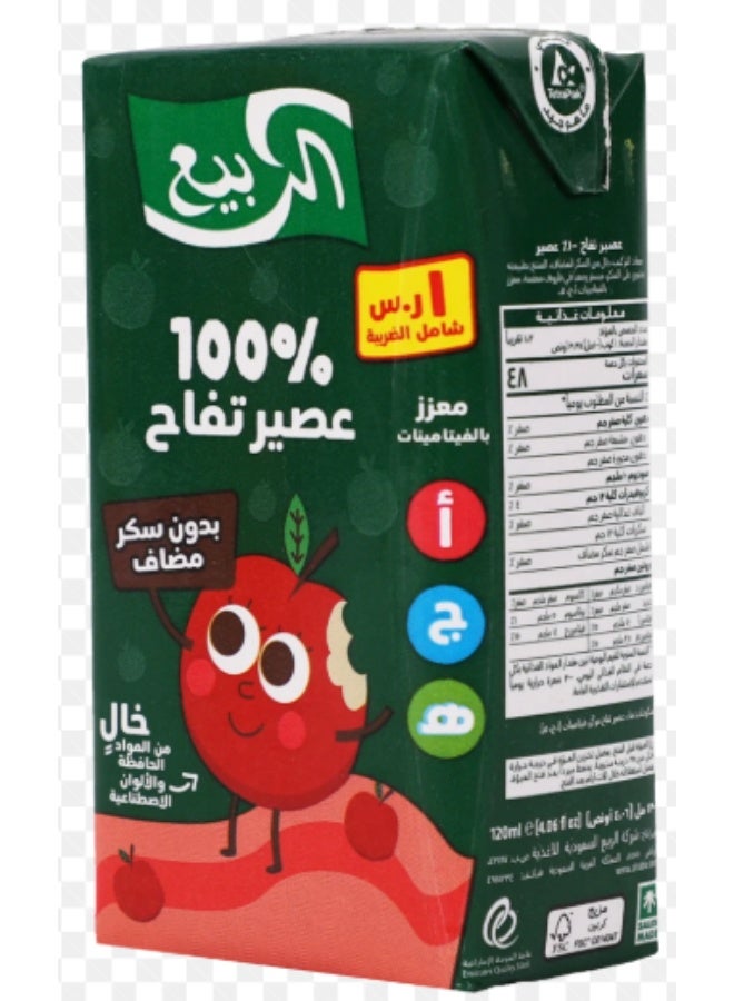 الربيع عصير تفاح الربيع طبيعي 100% - 120 مل (عبوة من 6 قطع) | بدون سكر مضاف وبدون مواد حافظة | سناك صحي مثالي للانش بوكس المدرسي - Image 3