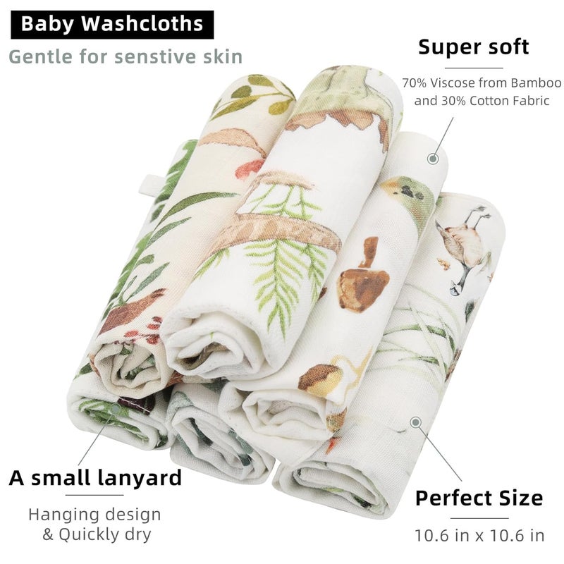 LifeTree 6 Pack Baby Muslin Washcloths for Unisex 70 Viscose from Bamboo and 30 Cotton Wash Cloth Set for Baby Face Body Soft for Newborn Infants Kids Girls and Boys - Image 4