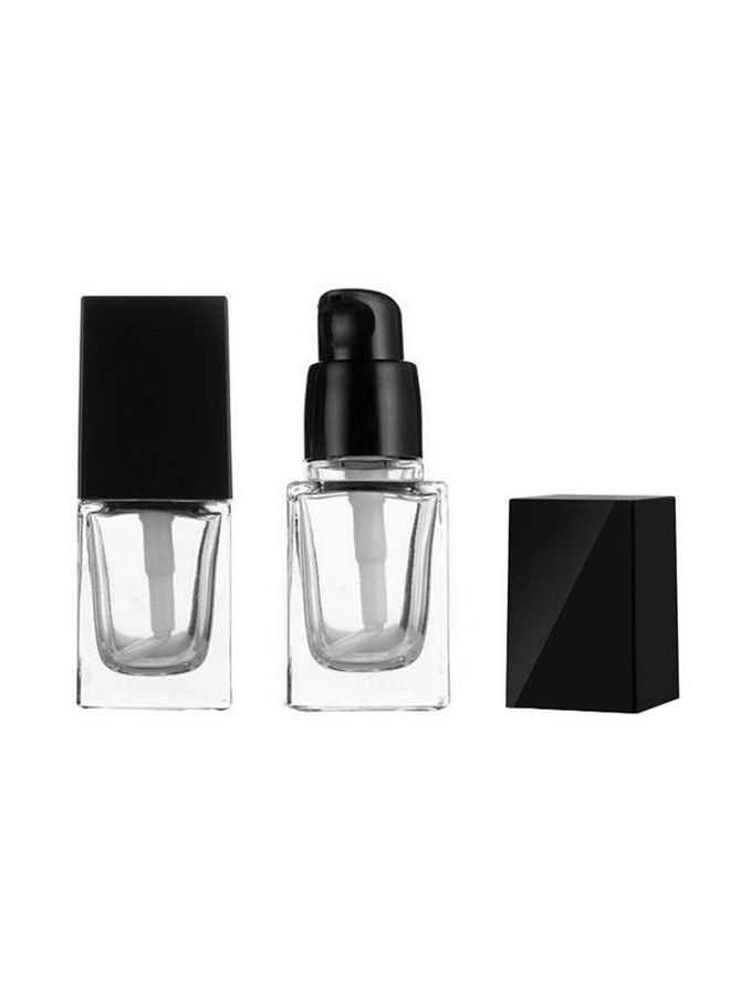 vipolish 2Pcs 15Ml/0.5Oz Empty Square Clear Glass Pump Bottle Lotion Dispenser With Black Lid Refillable Portable Foundation Bottle Makeup Cosmetic Container Holder For Lotion Essence Emulsion Serum - Image 2