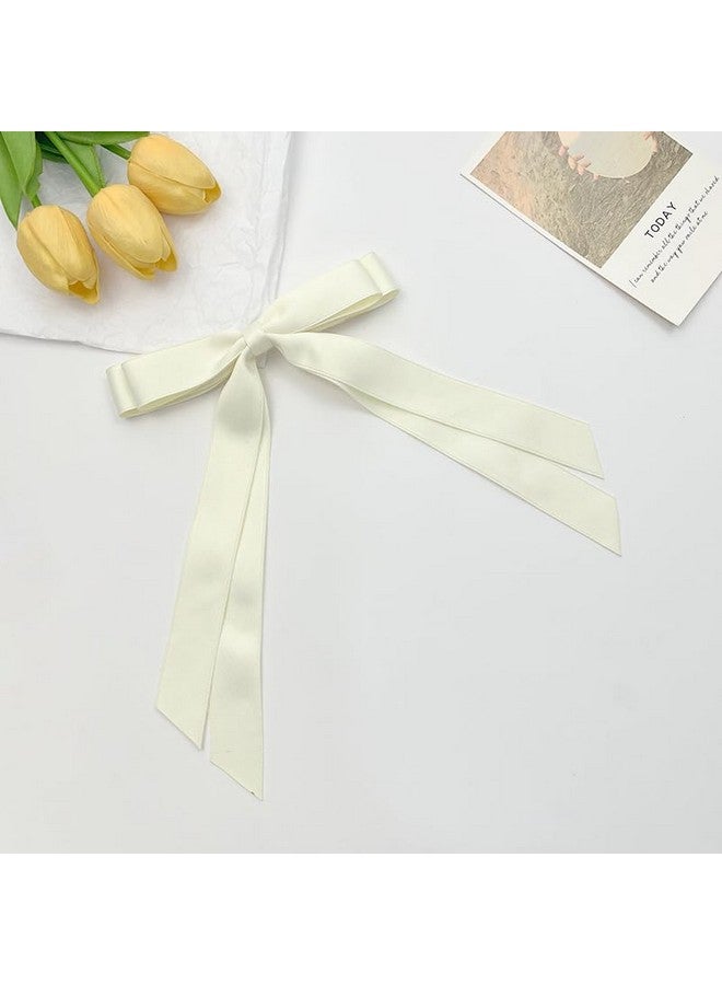 سالوسي مشبك شعر SALOCY، قطعتان من شرائط الشعر الساتان للنساء مع شرابة طويلة، أقواس شريطية كبيرة لتصميم الشعر (وردي + بيج) - Image 5