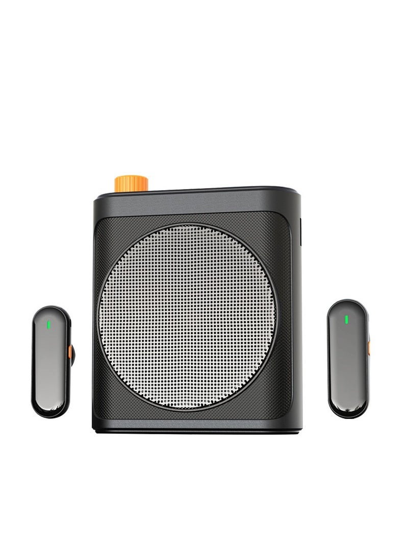 M MIAOYAN Teacher Voice Amplifier with 2 Lav Microphones Portable Classroom Microphone for Teachers Wireless Long Battery Voice Amplifier Wireless Microphone System for Teaching Speaking Presentation (Black)  - Image 1