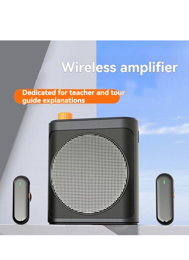 M MIAOYAN Teacher Voice Amplifier with 2 Lav Microphones Portable Classroom Microphone for Teachers Wireless Long Battery Voice Amplifier Wireless Microphone System for Teaching Speaking Presentation (Black)  - Image 4