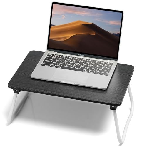 FISYOD Foldable Lap Desk Laptop Bed Desk Portable Bed Table Laptop Stand for Bed Couch Lightweight Mini Black - Image 1