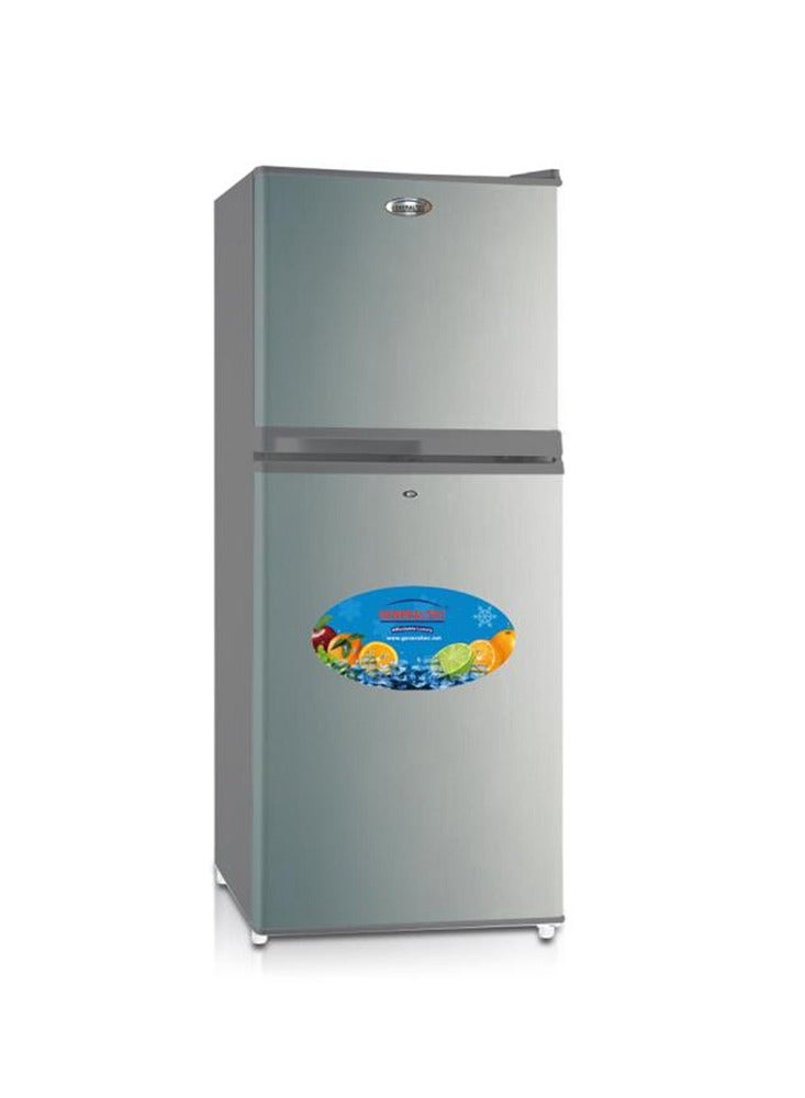 Generaltec 109L Double Door Refrigerator Silver, Energy-Saving, Eco-Friendly, with 5-Year Compressor Warranty 110 W GR190 Silver - Image 1