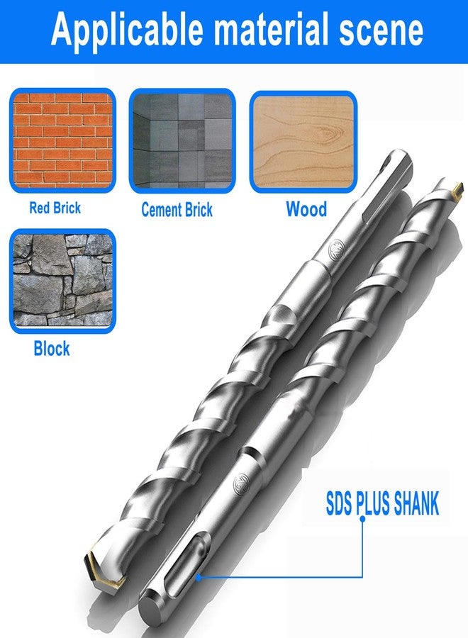 DKIBBITH 10-Piece SDS Plus Drill Bits Rotary Hammer Drill Bit Set, Carbide Tipped for Drilling Concrete Cement Porcelain Tiles Ceramic Pots Stone Brick, Dia 3/16" 1/4" 5/16" 3/8" 1/2" - Image 4