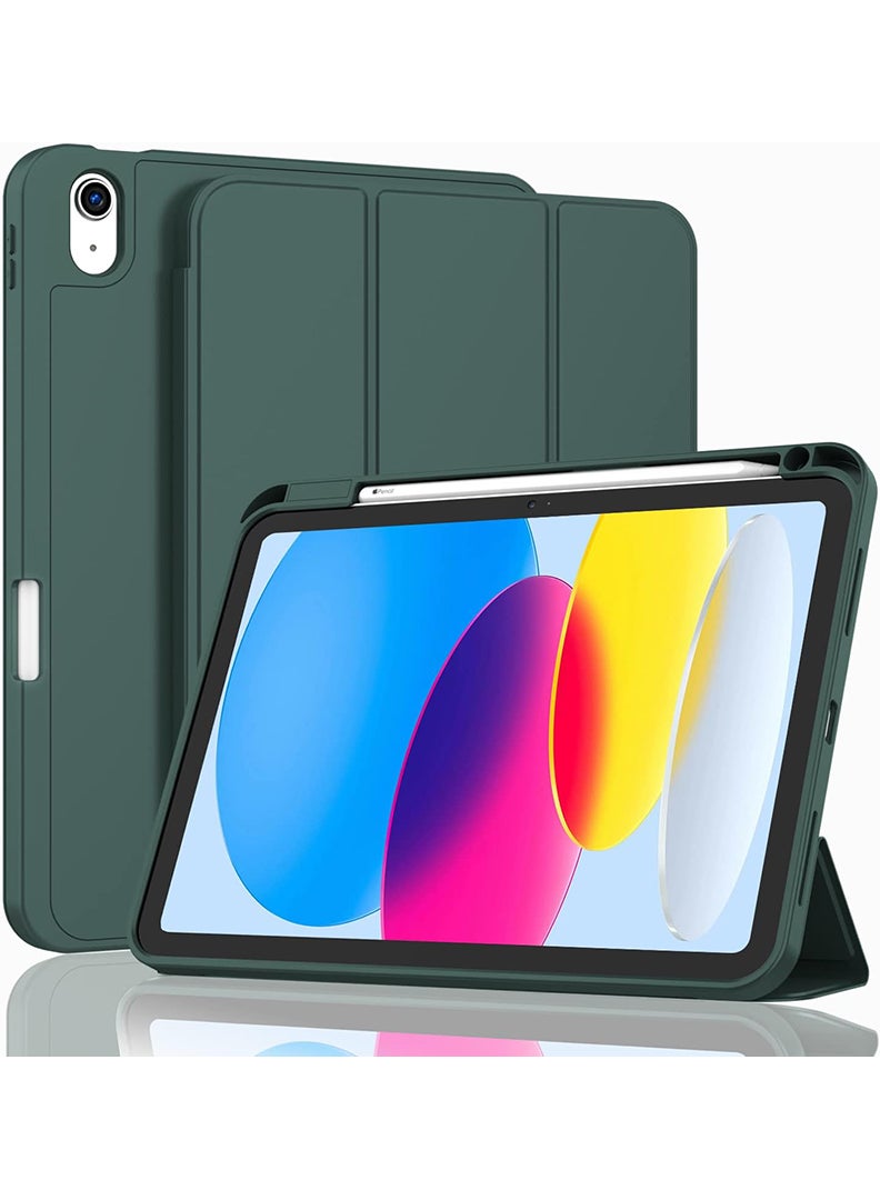 Theodor Compatible with iPad 10th Generation Case 10.9 Inch 2022 with Pencil Holder, Slim Trifold Stand Protective Cover with Soft TPU Back for iPad Case 10th Generation, Auto Sleep/Wake Midnight Green - Image 1