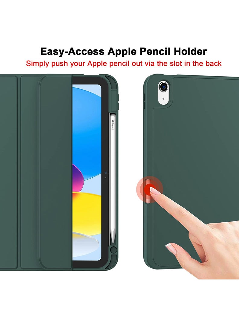 Theodor Compatible with iPad 10th Generation Case 10.9 Inch 2022 with Pencil Holder, Slim Trifold Stand Protective Cover with Soft TPU Back for iPad Case 10th Generation, Auto Sleep/Wake Midnight Green - Image 5
