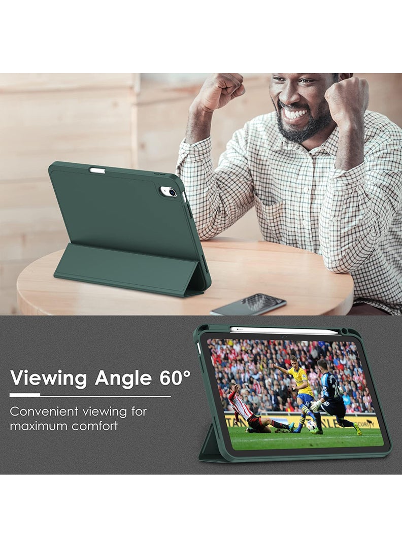 Theodor Compatible with iPad 10th Generation Case 10.9 Inch 2022 with Pencil Holder, Slim Trifold Stand Protective Cover with Soft TPU Back for iPad Case 10th Generation, Auto Sleep/Wake Midnight Green - Image 4