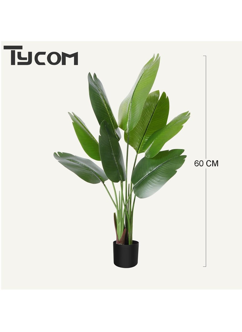 TYCOM Artificial Tree Fake Plants Fake Trees Faux Plants Indoor Realistic Plants for Office Home Room Store Decor Height 60 CM Traveler Palm.  - Image 3