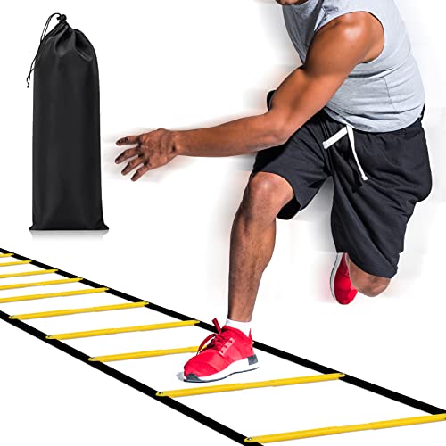 Happy Jump Agility Ladder 12 Rung 20 FT Speed Training Ladder Drill Sports Workout Equipment for Football Soccer Footwork Exercise (Yellow) - Image 1
