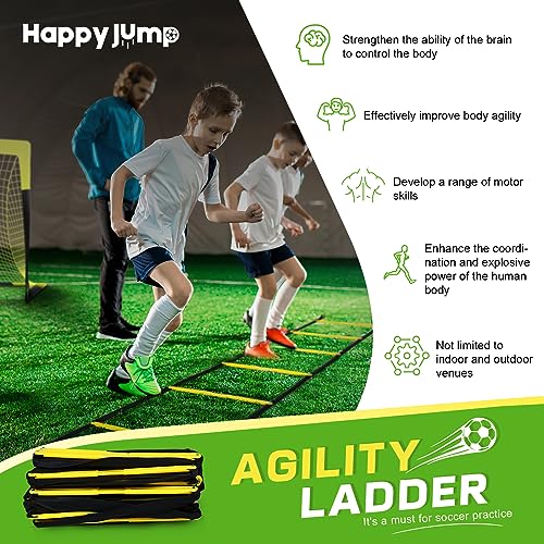 Happy Jump Agility Ladder 12 Rung 20 FT Speed Training Ladder Drill Sports Workout Equipment for Football Soccer Footwork Exercise (Yellow) - Image 5