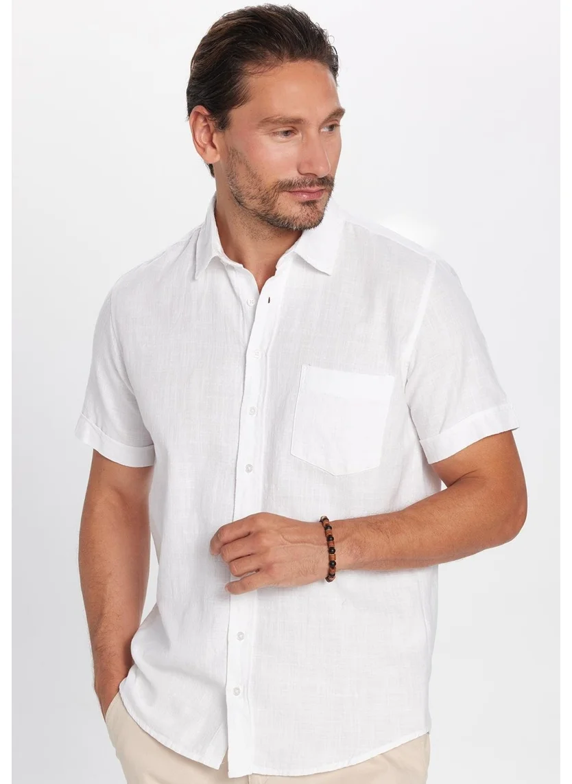 Tudors Classic Fit Short Sleeve Linen Cotton Men's Shirt with Pockets