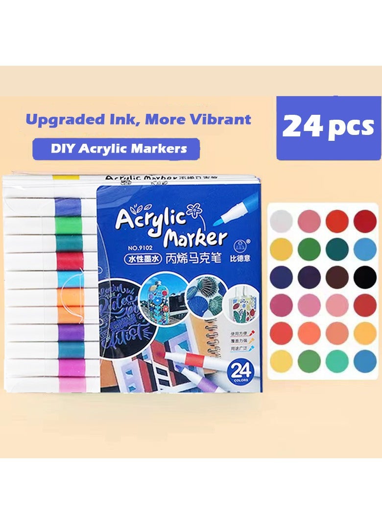 Generic Acrylic marker 24 pcs colours  - Image 2