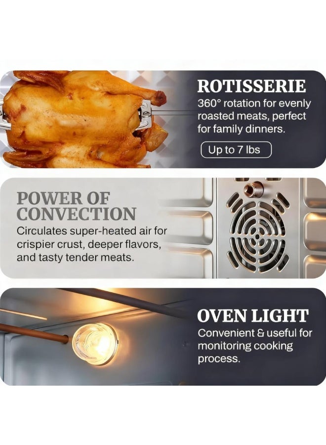 شو وو فرن حراري كهربائي مع باب فرنسي مزدوج، متعدد الوظائف، مصنوع من الفولاذ المقاوم للصدأ، درجة حرارة قابلة للتعديل، ملحقات متضمنة، 4 مقابض تحكم، خبز وشواء وتحميص وشواية للحفاظ على الدفء، 65 لترًا 2100 واط - Image 3