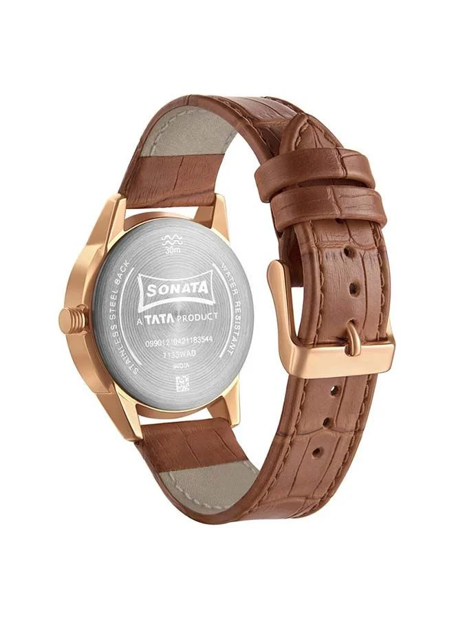 سوناتا Sonata Leather Band Chronograph Wrist Watch 7133WL01 - 40 mm - Brown