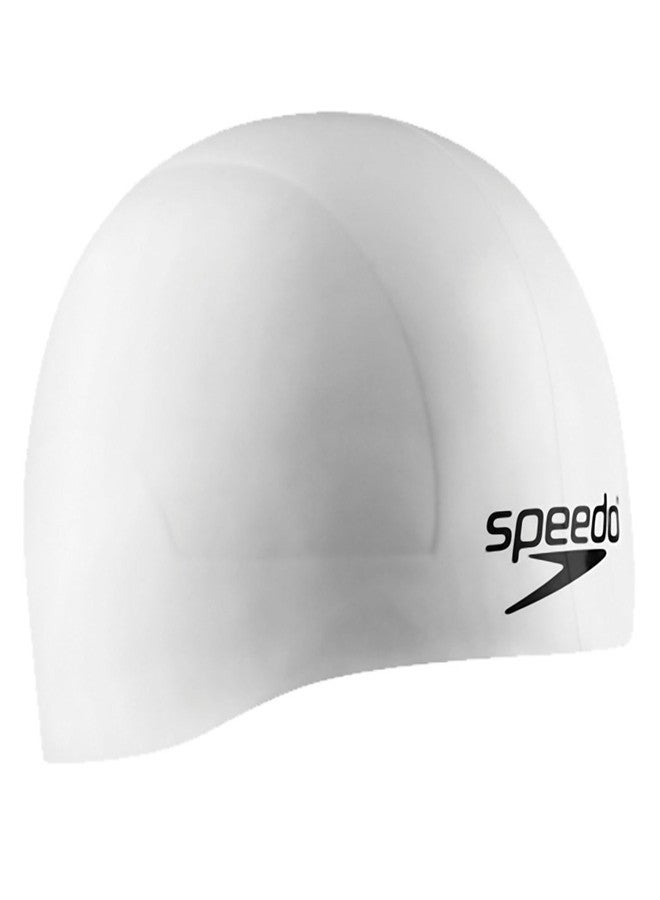 Speedo unisex-adult Swim Cap Silicone Aqua V Medium white