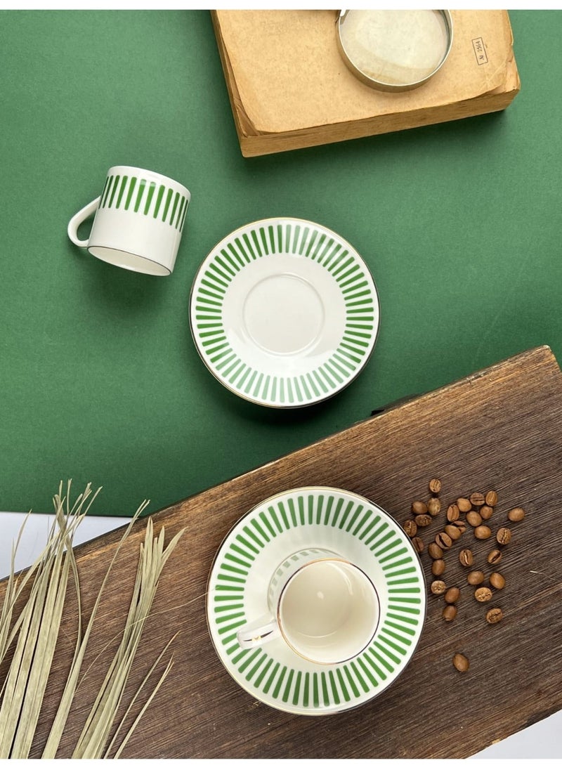 Porser - Alya Dark Green Coffee Cup Set 80CC 4 Pieces for 2 Persons - Image 1