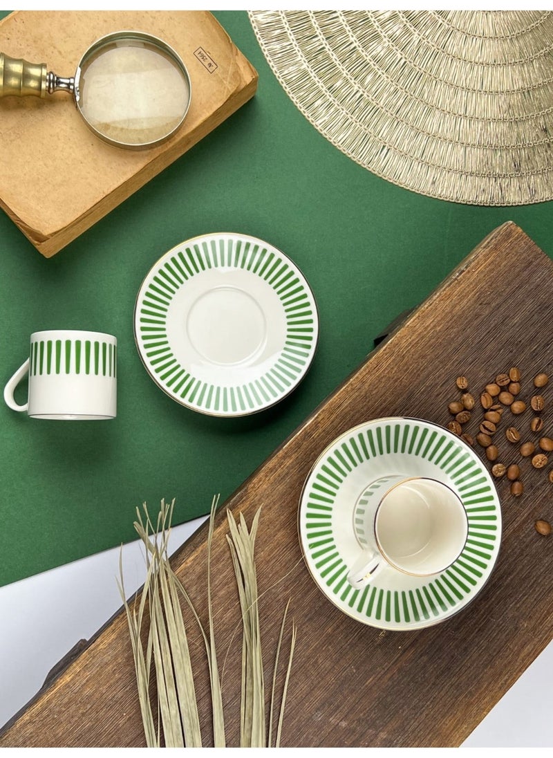 Porser - Alya Dark Green Coffee Cup Set 80CC 4 Pieces for 2 Persons - Image 1