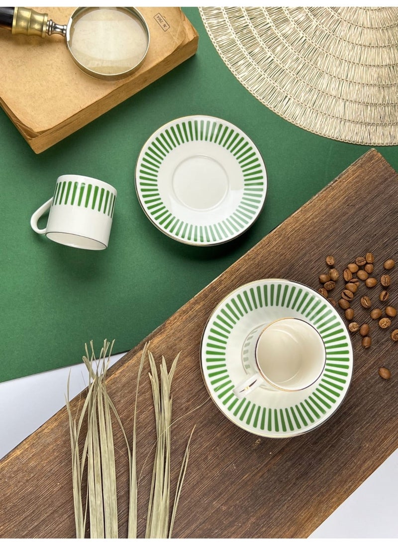 Porser - Alya Dark Green Coffee Cup Set 80CC 4 Pieces for 2 Persons - Image 1