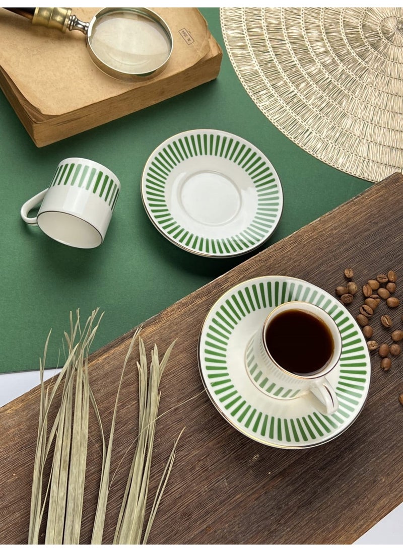 Porser - Alya Dark Green Coffee Cup Set 80CC 4 Pieces for 2 Persons - Image 1