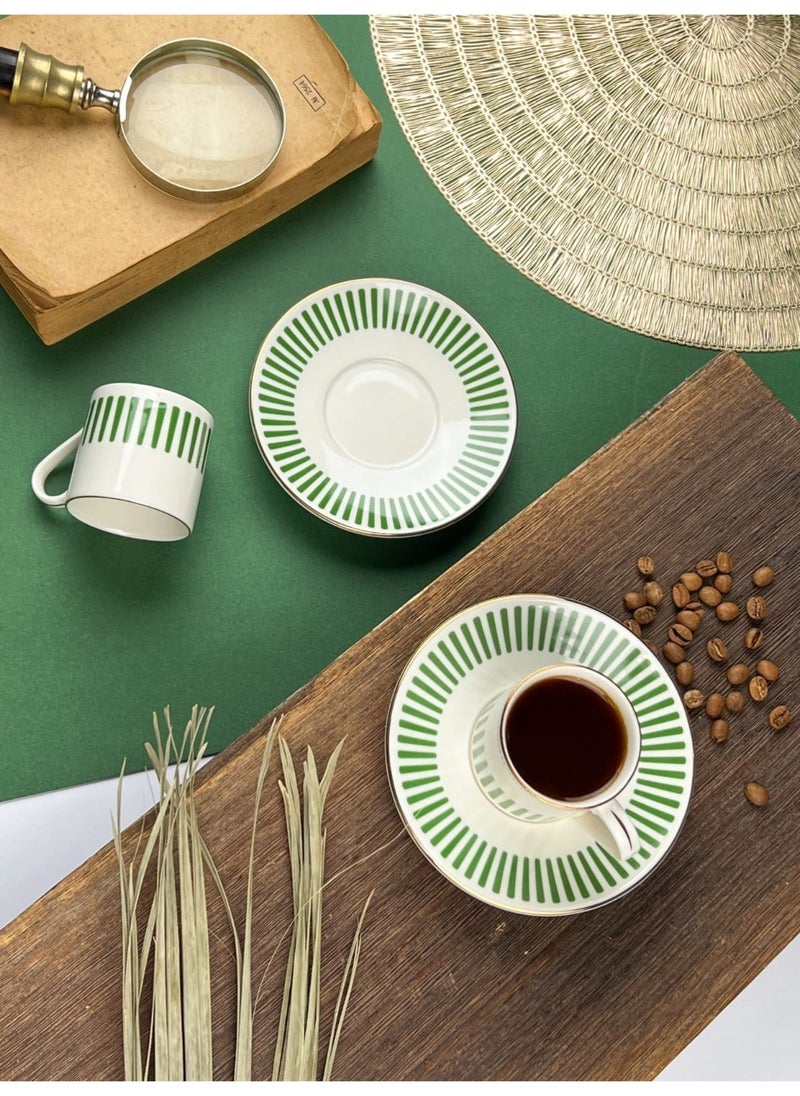 Porser - Alya Dark Green Coffee Cup Set 80CC 4 Pieces for 2 Persons - Image 1
