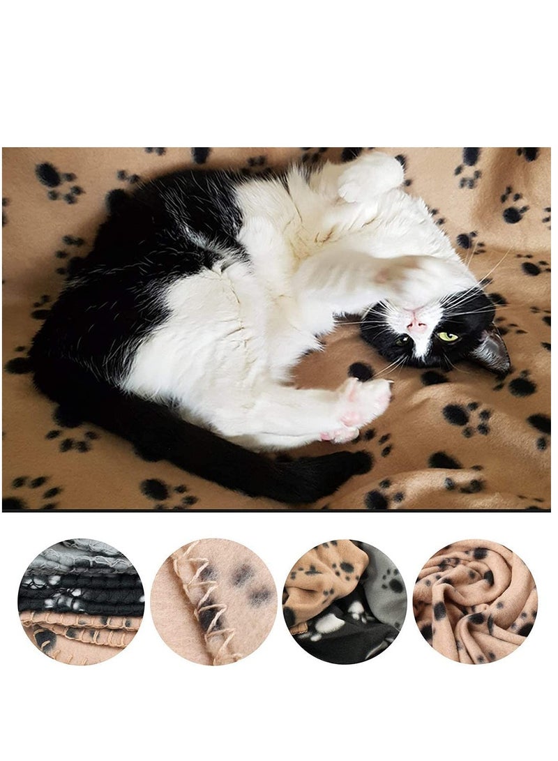 Pet Blankets Soft Dog Cat Fleece Blankets Extra Large Plush Throws Dog Cat New Pet Touch Soft Fleece Large Pet Blankets Kittens Paws Pack of 3 Khaki Grey and Black 100cm x 70cm - Image 4