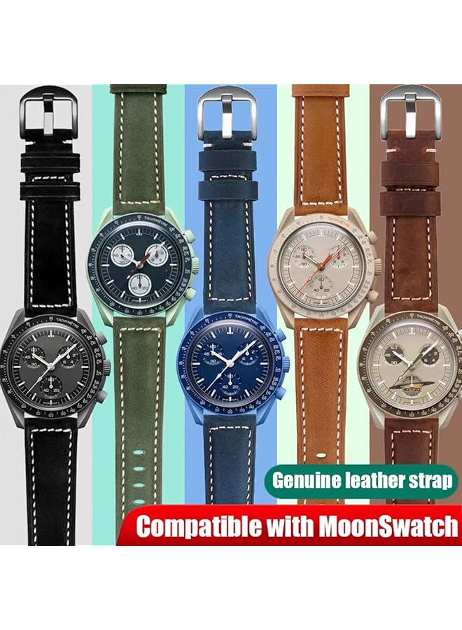 حزام جلدي لساعة مون واتش، حزام منحني بدون فجوة، سريع الفك، متوافق مع أوميغا - Image 3