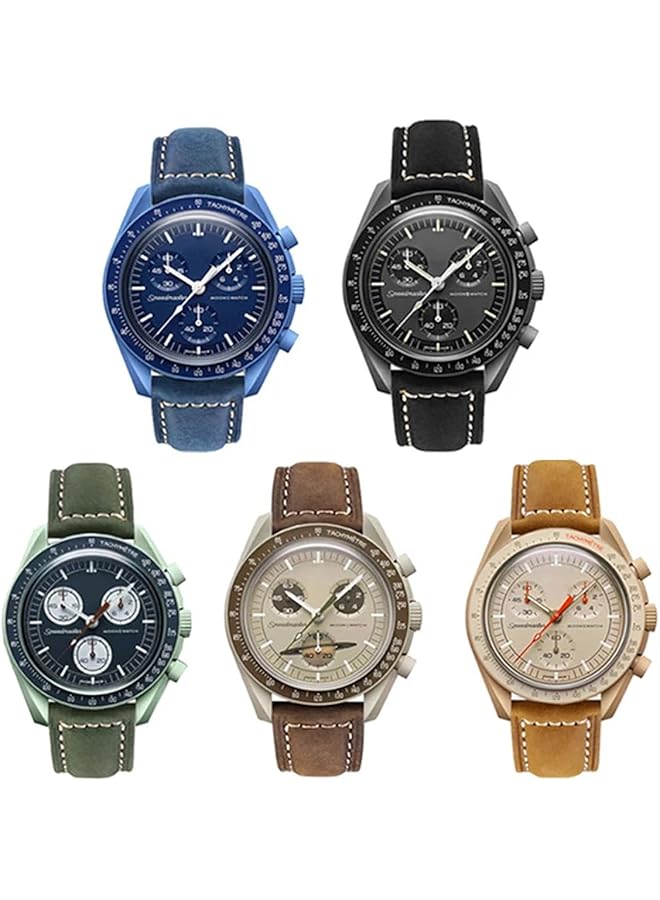 حزام جلدي لساعة مون واتش، حزام منحني بدون فجوة، سريع الفك، متوافق مع أوميغا - Image 2