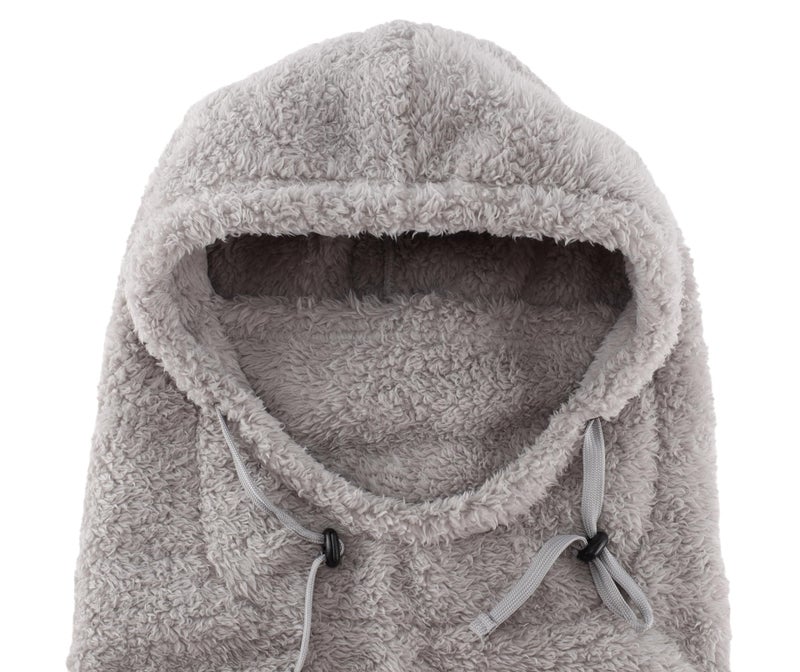 Connectyle Fleece Ski Mask for Men Women Winter Balaclava Windproof Hooded Scarf Cold Weather Hat Face Mask Light Grey - Image 3