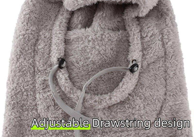 Connectyle Fleece Ski Mask for Men Women Winter Balaclava Windproof Hooded Scarf Cold Weather Hat Face Mask Light Grey - Image 4