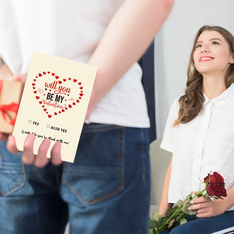 HEYINSHEN Funny Valentines Day Card for Him Her Romantic Valentines Day Card for Men Boyfriend Humor Valentines Card for Husband Wife Playful Card with Envelope for Him Will You Be My Valentine - Image 3