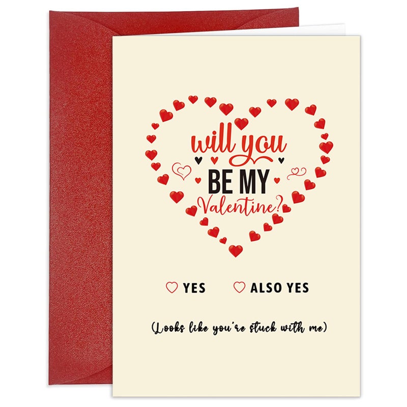 HEYINSHEN Funny Valentines Day Card for Him Her Romantic Valentines Day Card for Men Boyfriend Humor Valentines Card for Husband Wife Playful Card with Envelope for Him Will You Be My Valentine - Image 1