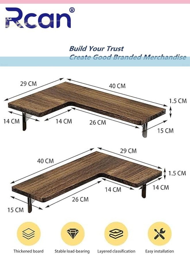 ركان رفوف عائمة للزوايا، عناصر تزيين الغرفة، 4 قطع إكسسوارات ديكور منزلي، عناصر ديكور معلقة على الحائط من الخشب لغرفة النوم والحمام والمطبخ - Image 5