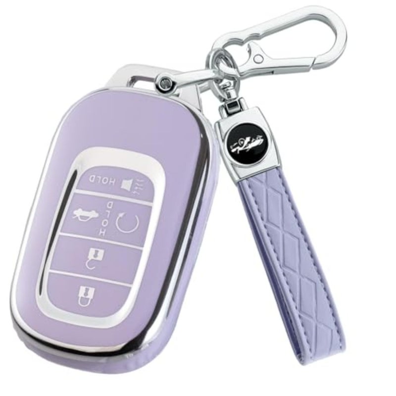 for Honda Key fob Cover, Silver Edge Key Shell Case for Accord Civic HR-V CR-V Pilot 2021-2026 Accessories Purple - Image 1