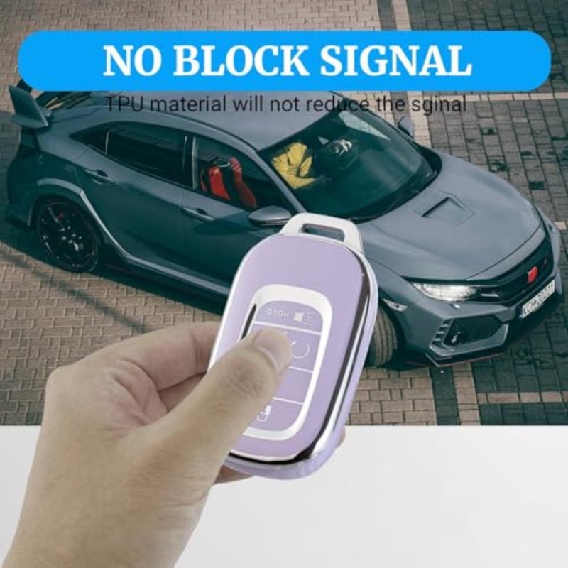 for Honda Key fob Cover, Silver Edge Key Shell Case for Accord Civic HR-V CR-V Pilot 2021-2026 Accessories Purple - Image 5