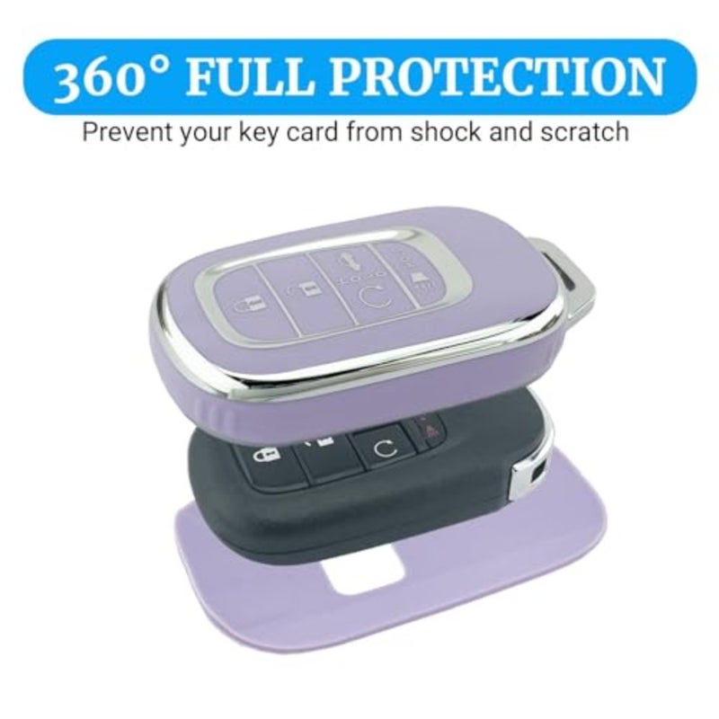 for Honda Key fob Cover, Silver Edge Key Shell Case for Accord Civic HR-V CR-V Pilot 2021-2026 Accessories Purple - Image 3