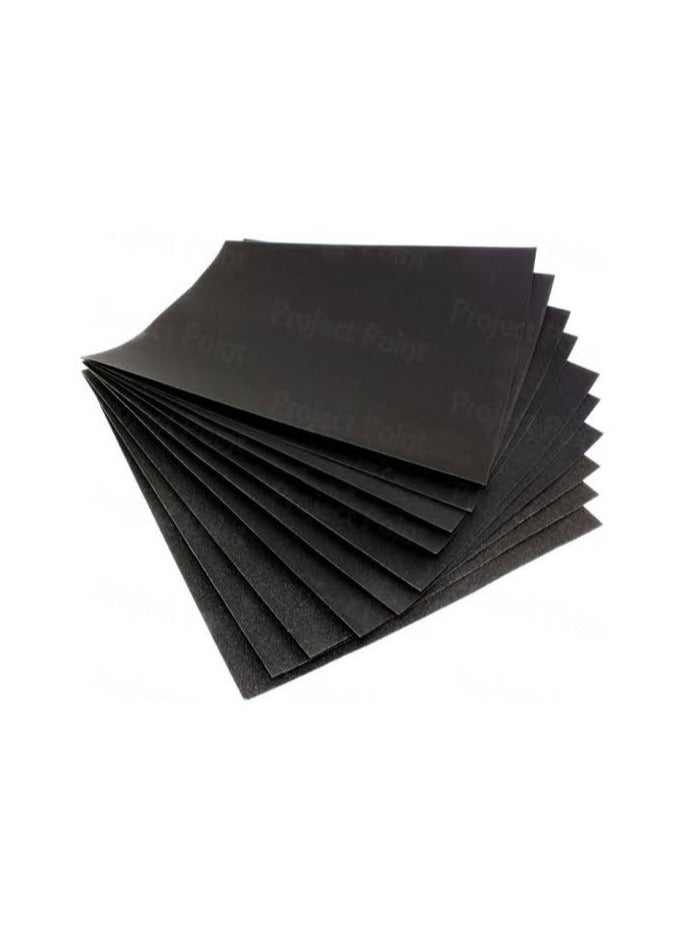 HASANAT ESSENTIALS ورق صنفرة أساسي مقاوم للماء من كربيد السيليكون لأداء الرسم والأعمال الخشبية وصناعة السيارات والمعادن - عبوة 10 قطع (GRIT #2000)