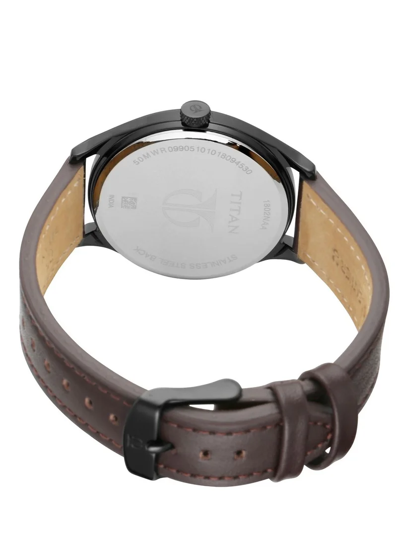 TITAN Titan Men's Minimalist Zen Watch Black: Sleek Leather Strap with Contrast Hands