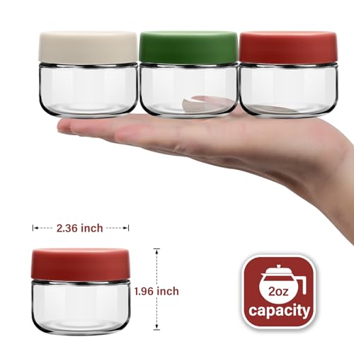 EONJOE 2 oz Glass Dressing Containers To Go Sauce Cups Mini Condiment Dip Jars with Lids Lunch Box Accessories,6-Pack - Image 2