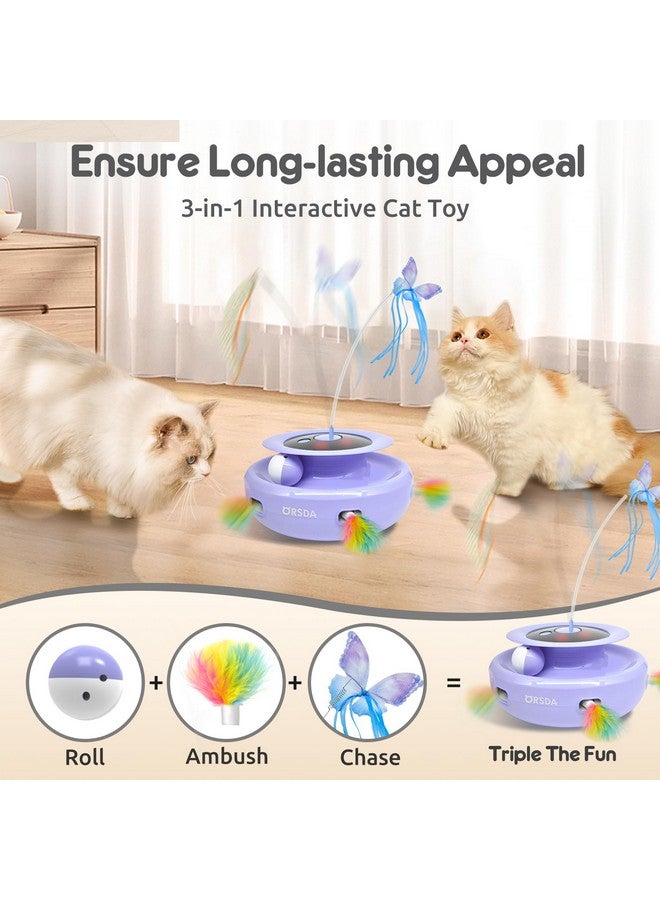 ORSDA Cat Toy, 3-in-1 Automatic Interactive Electronic Moving Ambush Feather, Fluttering Butterfly, Track Balls, USB Rechargeable Powered Smart Indoor Exercise Kicker - Image 2